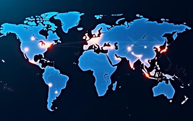 Mapa interactivo mostrando rutas comerciales complejas y puntos de interés, con gráficos de datos superpuestos.